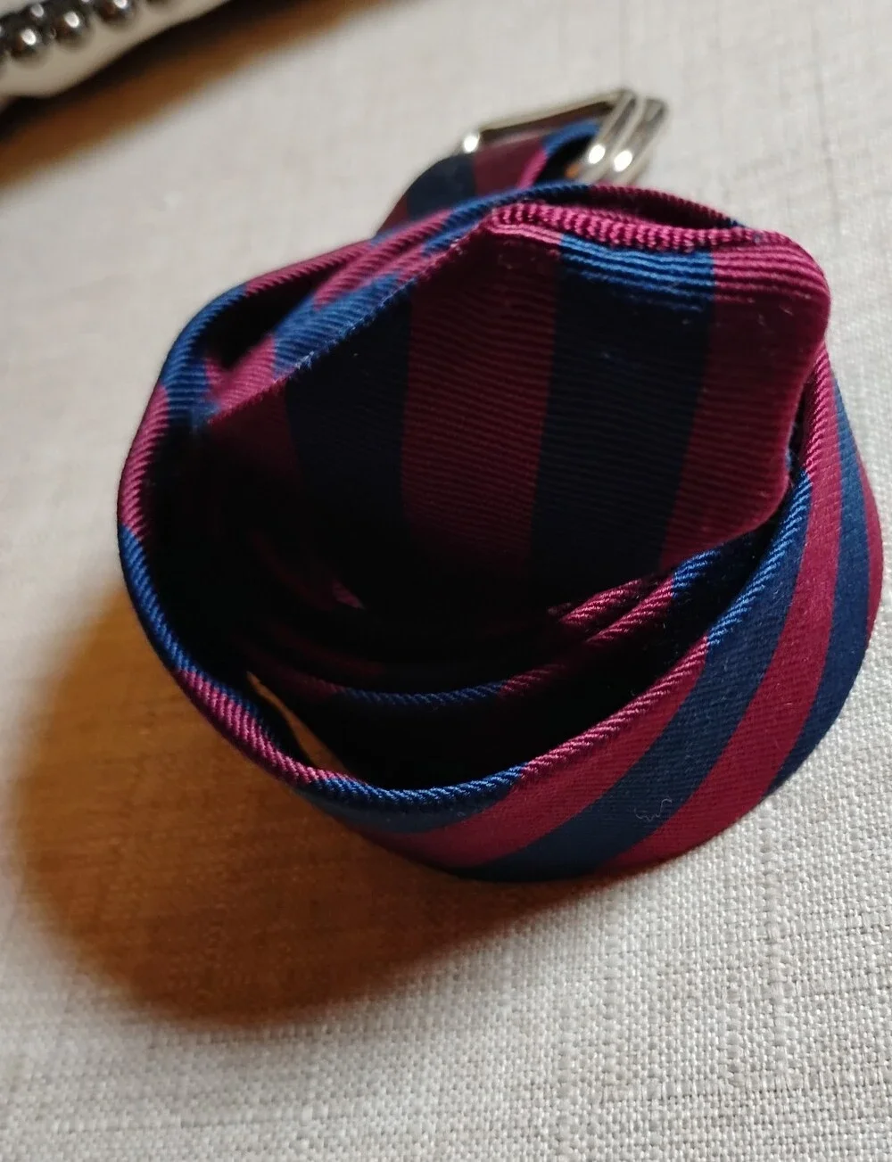 Rare R. Hanauer All-Silk Repp Stripe Necktie Ribbon Belt.
